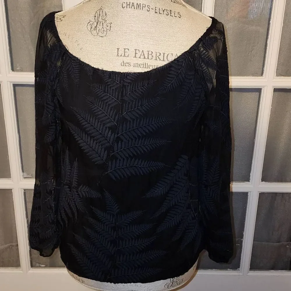 Alice + Olivia Womens Black Atta Shoulder Top Small